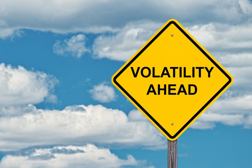 Road sign saying volatility ahead